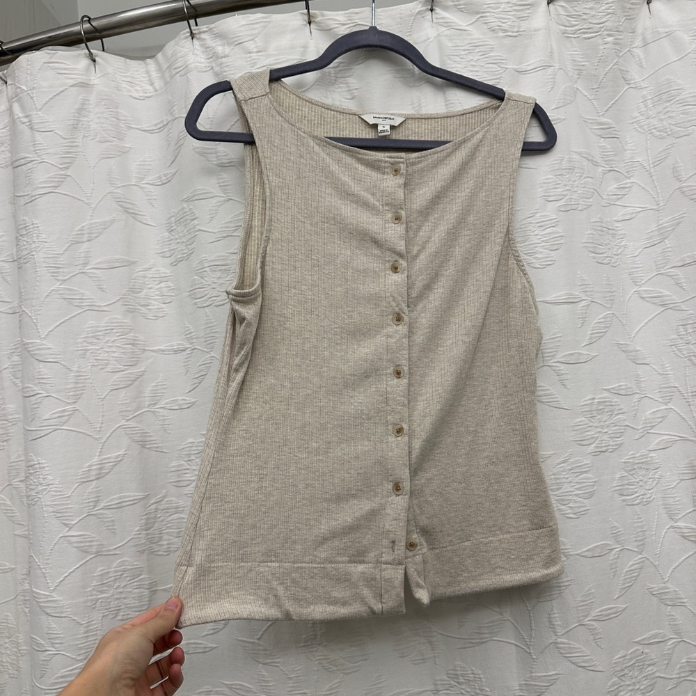 Banana Republic Beige Button-Front Tank Top